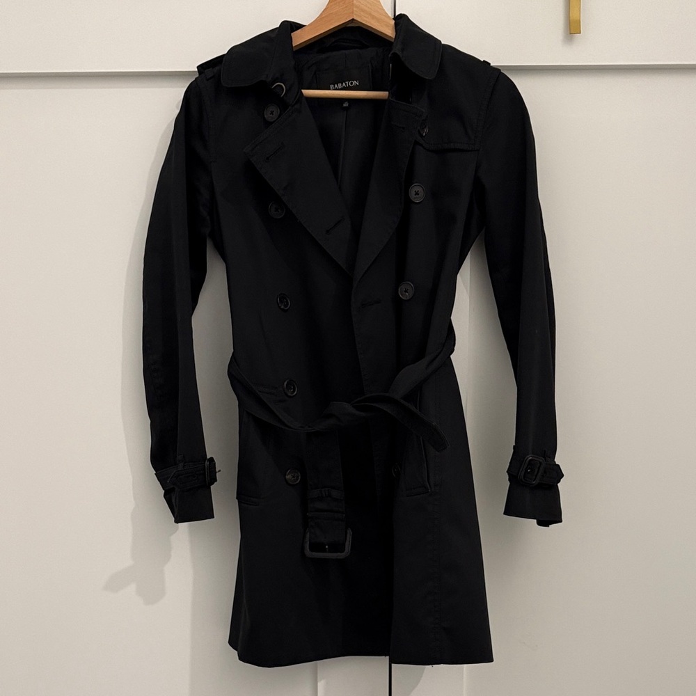 Babaton Black trench coat XXS